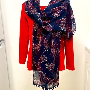 Tommy Hilfiger Red & Blue Long Scarf 🧣